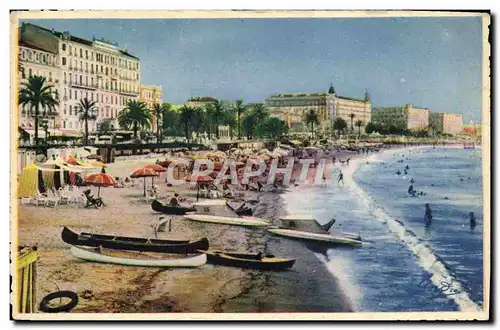 Cartes postales Cannes La Plage et Les Grands Hotels