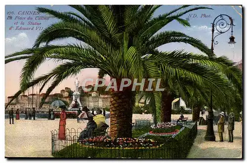 Cartes postales Cannes La place du casino et la statue d&#39Edouard VII