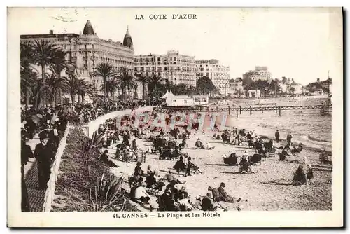 Cartes postales Cannes La Plage et les Hotels