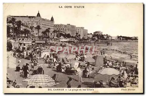Cartes postales Cannes La Plage et les hotels
