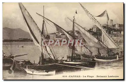 Cartes postales Cannes La Plage Bateaux Lesteurs