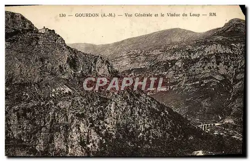VINTAGE POSTCARD Gourdon View and the Viaduct of the Wolf�