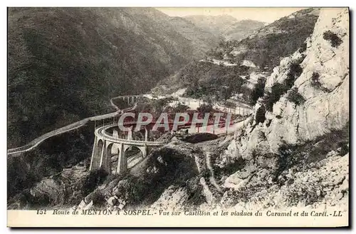 Cartes postales Route de Menton a Sospel Vue sur le Castillon et les viaducs du Caramel et du Carael