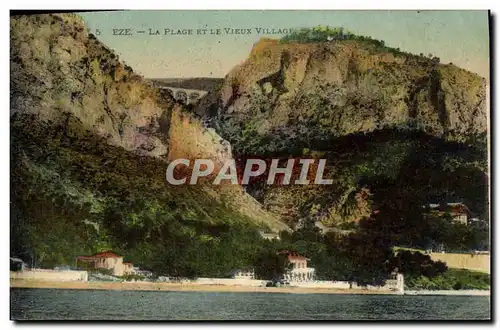 Cartes postales Eze La Plage et le Vieux Village