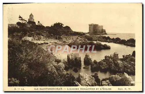 Cartes postales Ile Saint Honorat L'Ancien Monastere et l'Eglise