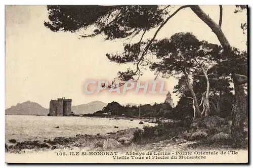 Ansichtskarte AK Ile Saint Honorat Abbaye de Lerins Pointe orientale de l&#39ile Vieille tour et fleche du monast