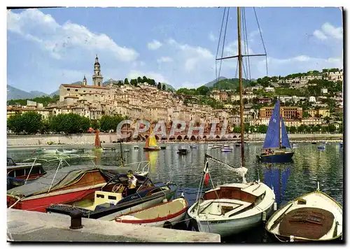 Moderne Karte Menton Vue generale de la ville et son port de plaisance