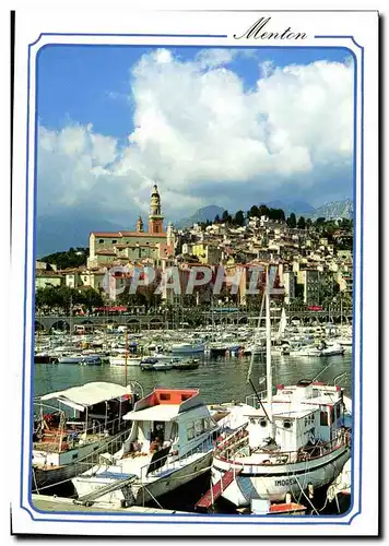 Cartes postales moderne Menton L&#39ancien port et au fond la vieille ville