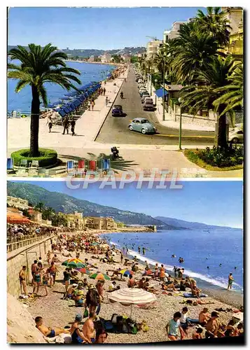 Moderne Karte Menton La Promenade et Une Plage