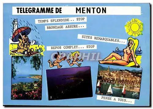 Cartes postales moderne Menton Telegramme