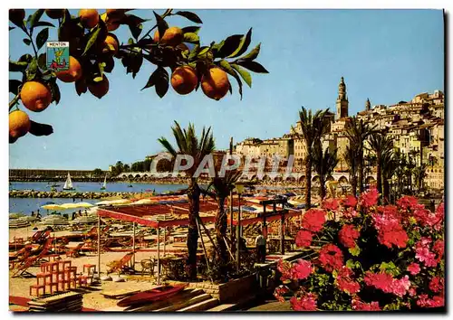 Cartes postales moderne Menton Les Nouvelles Plages et la Vieille Ville