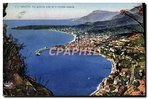 Cartes postales Menton Vue Generale Prise de la Frontiere italienne