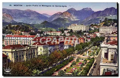 Cartes postales Menton Jardin Public et Montagnes De Sainte Agnes