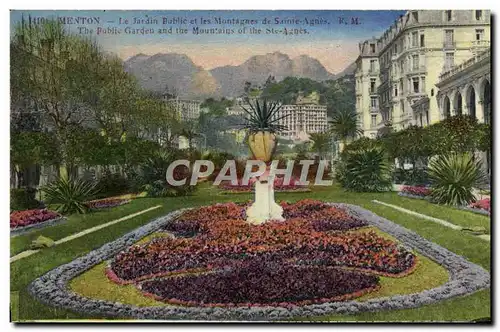 Cartes postales Menton Le jardin public et les montagnes de Sainte Agnes