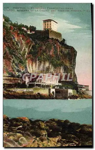 Cartes postales Menton Le Pont St Louis Frontiere Franco italienne L&#39Hotel Miramar et le casino des rochers r