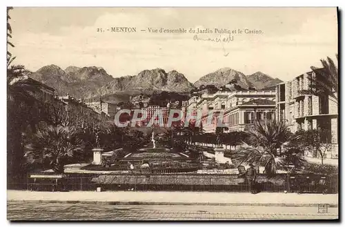 Cartes postales Menton Vue d&#39ensemble du Jardin Public et le Casino