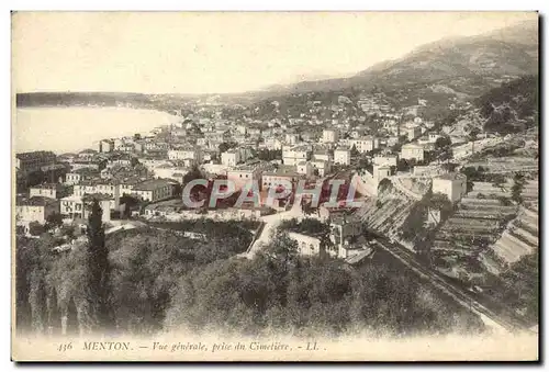 Cartes postales Menton Vue Generale Prise du Cimetiere