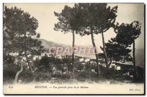 Cartes postales Menton Vue Generale Prise de la Madone