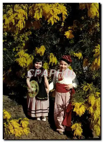 Moderne Karte Cote D&#39Azur Enfants En Costumes Nicois Folklore