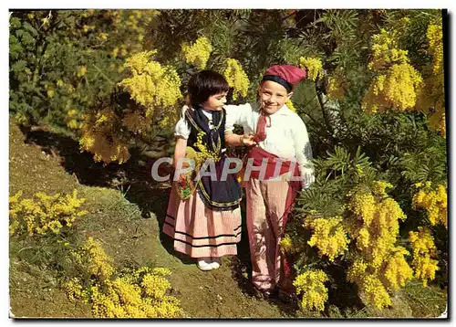 Moderne Karte Nice Cote D&#39Azur Enfants en Costumes Nicois Folklore