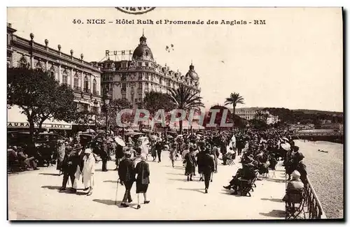 Cartes postales Nice Hotel Rulh et Promenade des Anglais