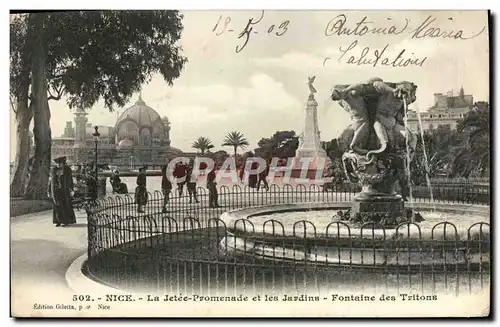 Cartes postales Nice La Jetee Promeande et les Jardins Fontaine des Tritons