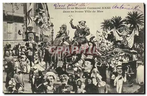 Cartes postales Arrivee de sa Majeste Carnaval XXXl dans sa bonne Ville de Nice