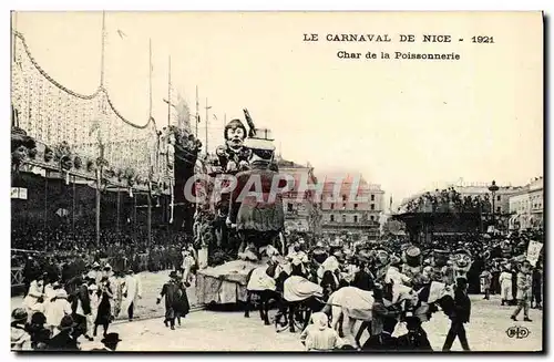 Cartes postales Le Carnaval de Nice 1921 Char de la poissonnerie