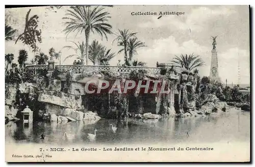 Cartes postales Nice La Grotte Les Jardins et le Monument du Centenaire