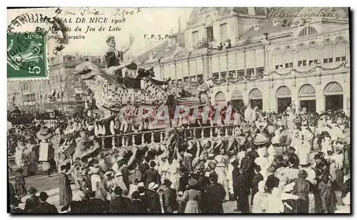 Cartes postales Carnaval de Nice Les mefaits du jeu de Loto Loterie 1908