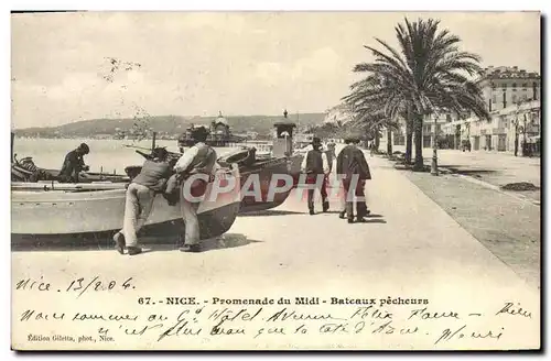 Cartes postales Nice Promenade du Midi Bateaux Pecheurs