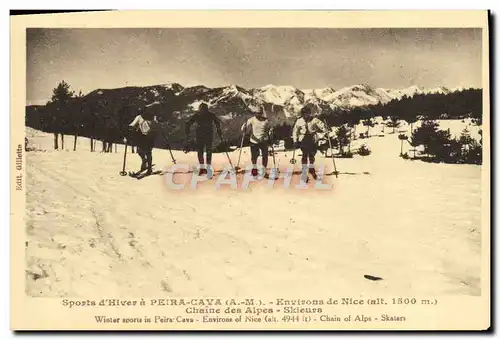 Ansichtskarte AK Sports d&#39Hiver a Peira Cava Environs de Nice Chaine des Alpes Skieurs