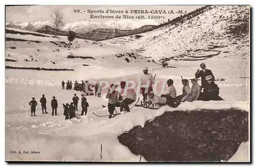 Ansichtskarte AK Sports d&#39Hiver a Peira Cava Environs de Nice Ski Luge Skis Sports d&#39hiver