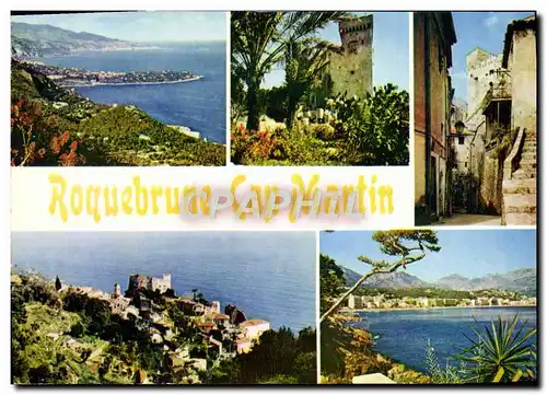 Moderne Karte Roquebrune Cap Martin Vue generale Le vieux chateau