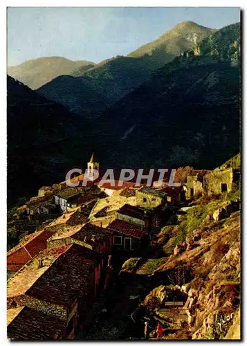 Cartes postales moderne Menton Coucher de soleil sur Sainte Agnes Le village du littoral