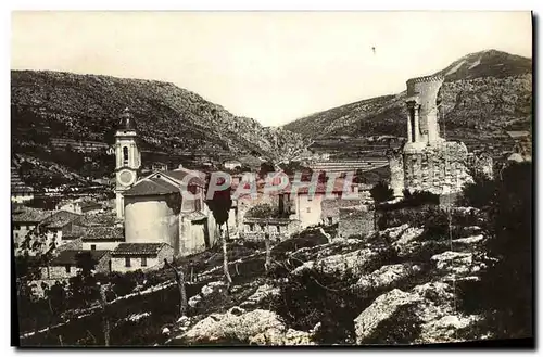 Cartes postales La Turbie L&#39Eglise et la Tour d&#39Auguste