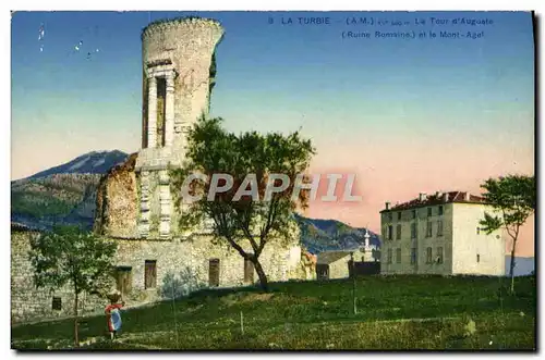 Cartes postales La Turbie Vue sur la Tour d&#39Auguste et le Mont Agel