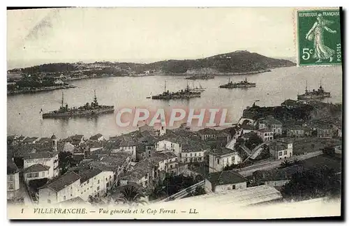 Cartes postales Villefranche Vue Generale et le Cap Ferrat Bateaux