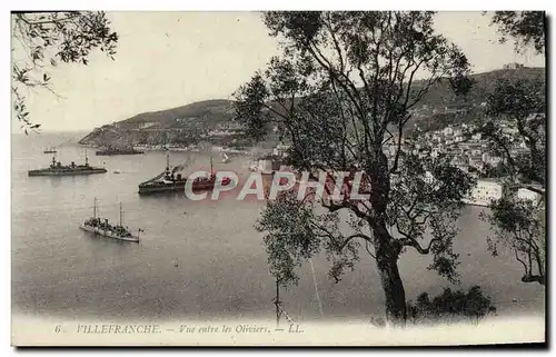 Cartes postales Villefranche Vue entre les Oliviers Bateaux