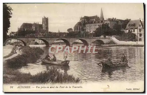 Cartes postales Auxerre Vue Prise en Aval du Pont de la Tournelle Barques Bateaux