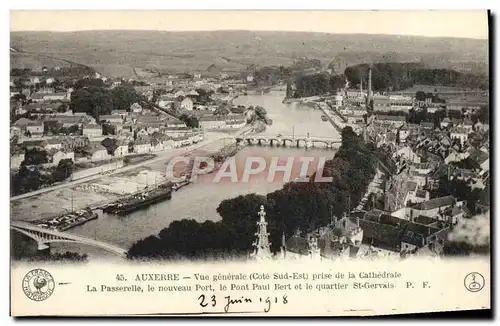 Cartes postales Auxerre Vue Generale Prise de la Cathedrale La passerelle Le nouveau port Le Pont Paul Bert et l