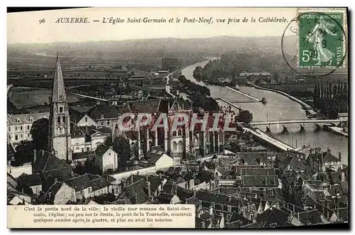 Cartes postales Auxerre L&#39Eglise Saint Germain et le Pont Neuf Vue prise de la cathedrale