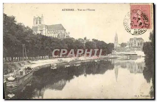 Ansichtskarte AK Auxerre Vue Sur L&#39Yonne Peniche Bateau