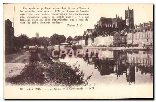 Ansichtskarte AK Auxerre Les quais et la cathedrale