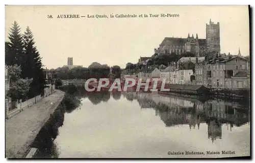 Cartes postales Auxerre Les Quais La Cathedrale et la Tour St Pierre