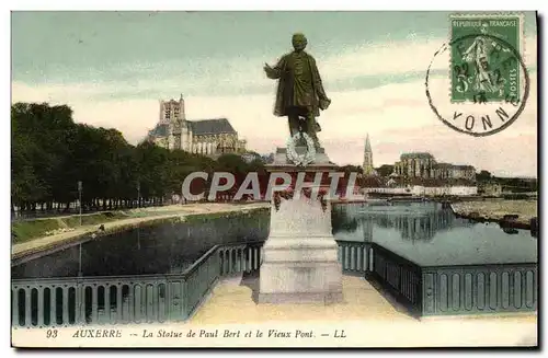 Ansichtskarte AK Auxerre La Statue de Paul Bert et le Vieux Pont