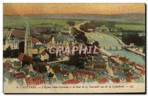 Cartes postales Auxerre L&#39Eglise Saint Germain et le Pont de La Tournelle Vus de La Cathedrale