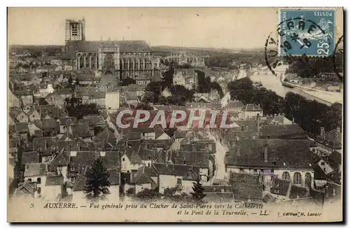 Ansichtskarte AK Auxerre Vue Generale Prise du Clocher de Saint Pierre Vers la Cathedrale et le pont de la Tourne