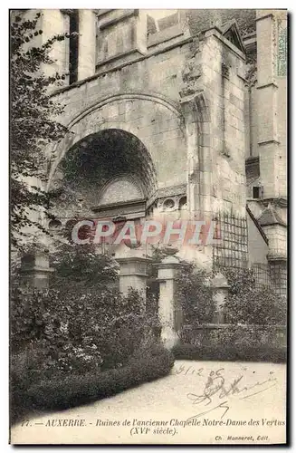 Cartes postales Auxerre Ruines de L&#39ancienne Chapelle Notre Dame des Vertus