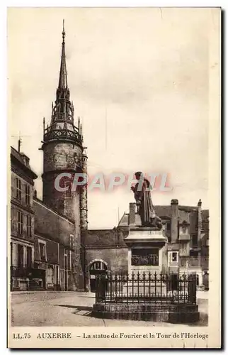 Ansichtskarte AK Auxerre La Statue de Fourier et la Tour de L&#39Horloge